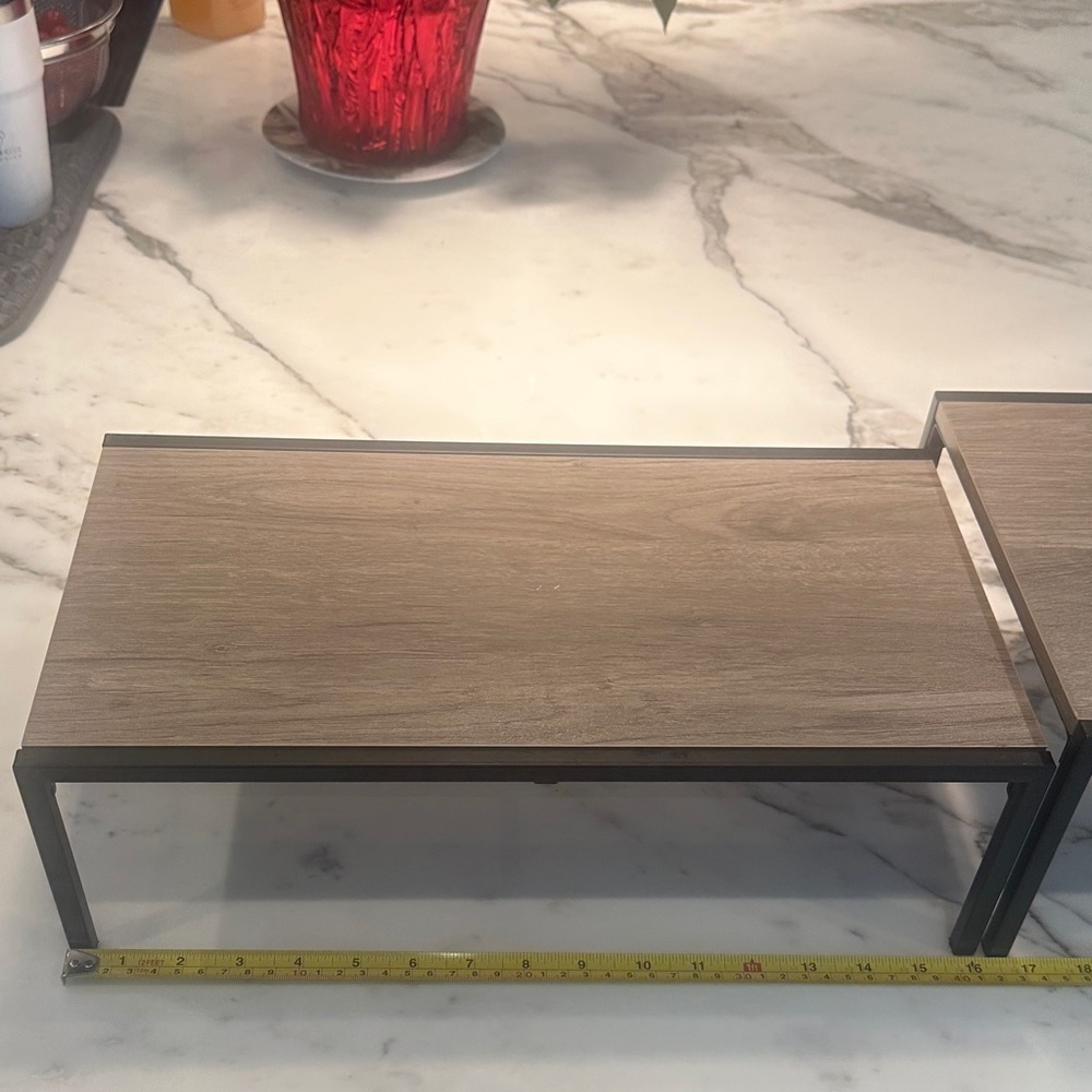 Two-Tier Modern Shelf with Black Frame - Picture 3 of 12